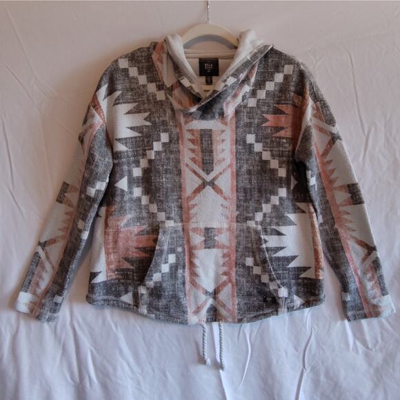 Billa Bong Womens Hoodie Size Small Tie Waist Beige Aztec print Beach Bum - Picture 1 of 6